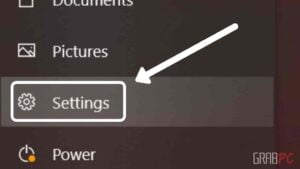 start menu settings button